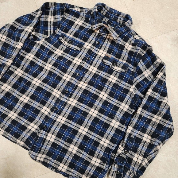 Orvis Mens XL Big Bear Heavyweight Double Brushed Flannel Button Down Shirt Blue - Picture 1 of 11